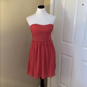 ALYTHEA Coral Pink Strapless Empire Waisted Dress